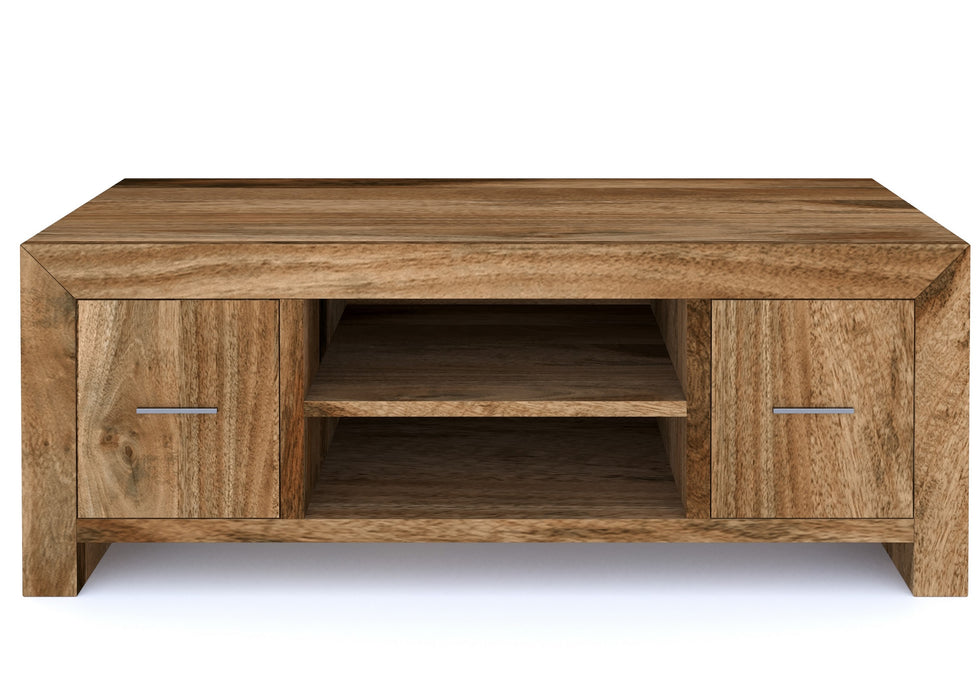 Cube Modern Solid Mango Wood Large Plasma TV Unit Cabinet