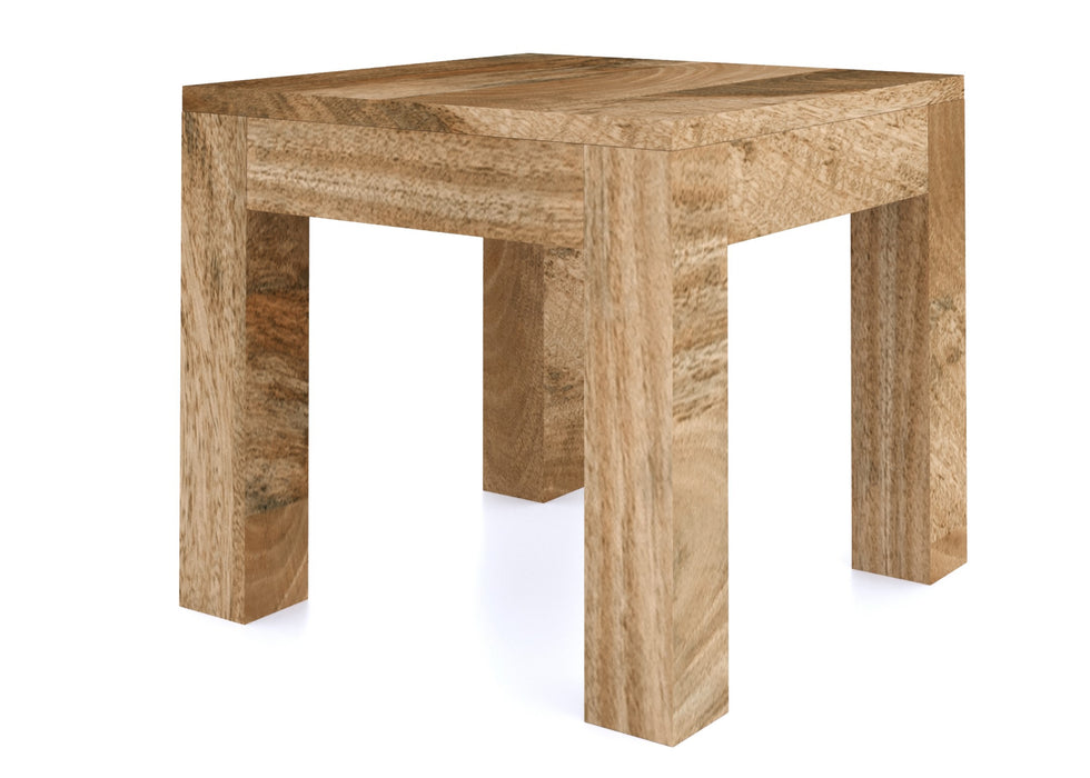 Cube Modern Solid Mango Wood Lamp / Side Table
