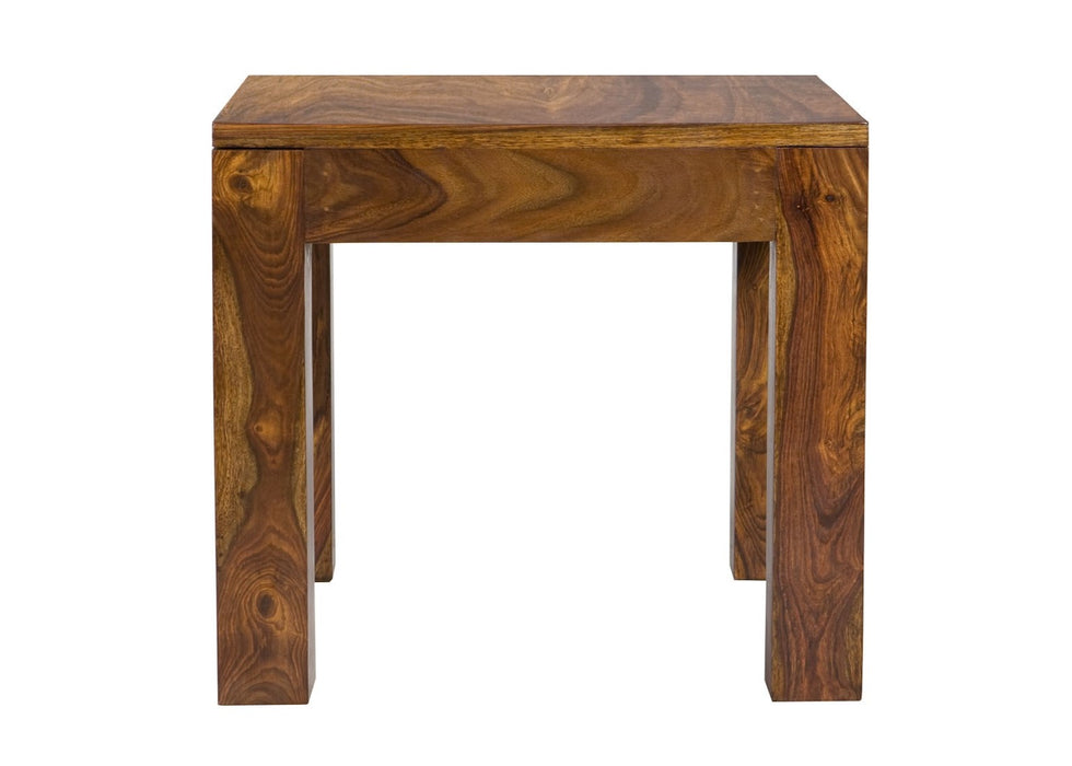 Cube Modern Solid Sheesham Wood Lamp / Side Table