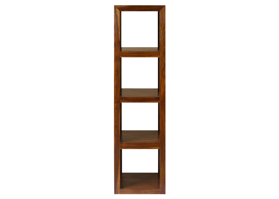 Cube Modern Solid Sheesham Wood Side 4 Shelf Storage Unit
