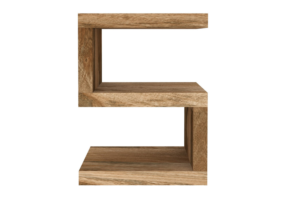 Cube Modern Solid Mango Wood S Shape Lamp / Side Table