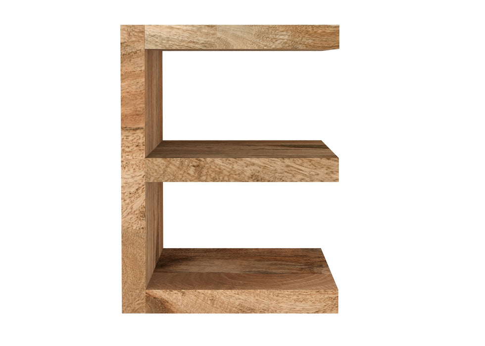 Cube Modern Solid Mango Wood E Shape Lamp / Side Table