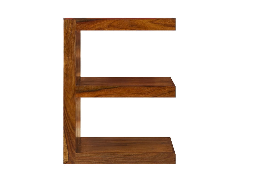 Cube Modern Solid Sheesham Wood E Shape Lamp / Side Table