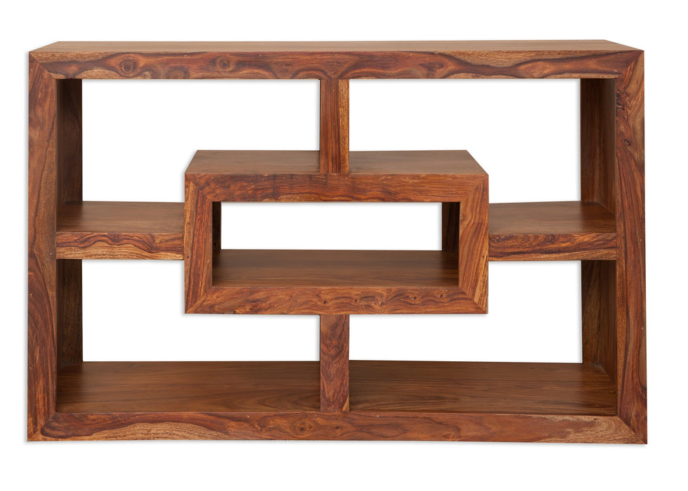 Cube Modern Solid Sheesham Wood TV Sideboard Cabinet Unit