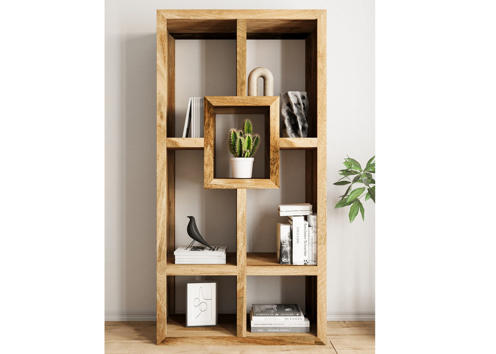 Cube Modern Solid Mango Wood Large Bookcase Display Unit