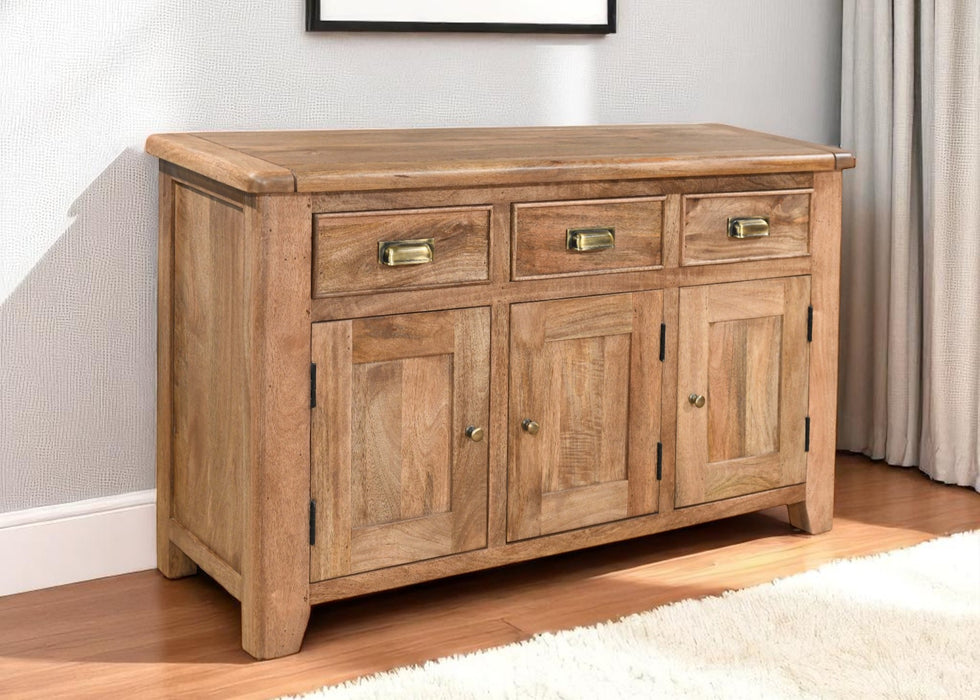 'Dorset' Rustic Solid Mango Wood Large 3 Door 3 Drawer Sideboard