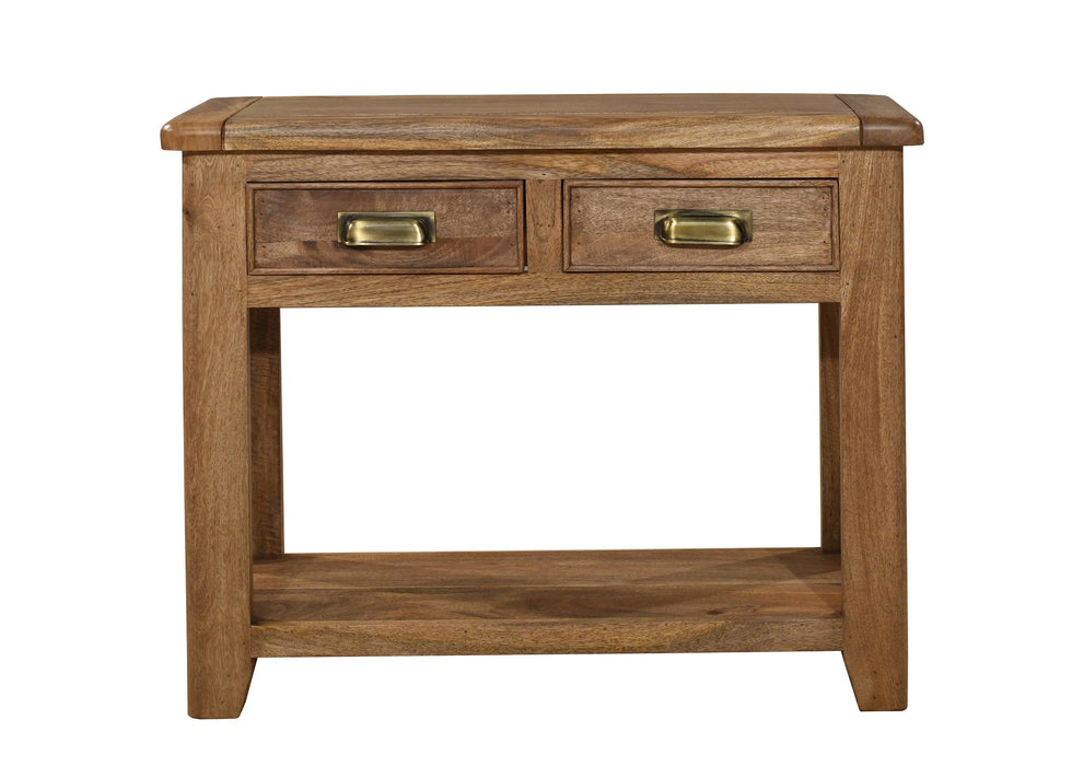 'Dorset' Rustic Solid Mango Wood 2 Draw Console Table / Hall Way Table