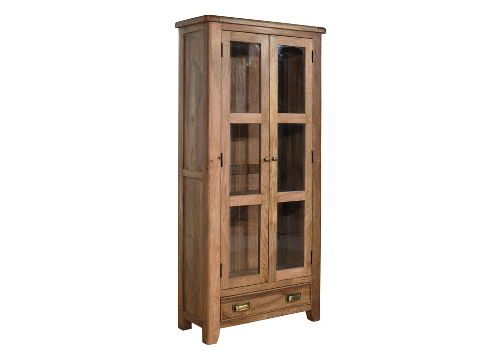 'Dorset' Rustic Solid Mango Wood Large Glazed Display Cabinet