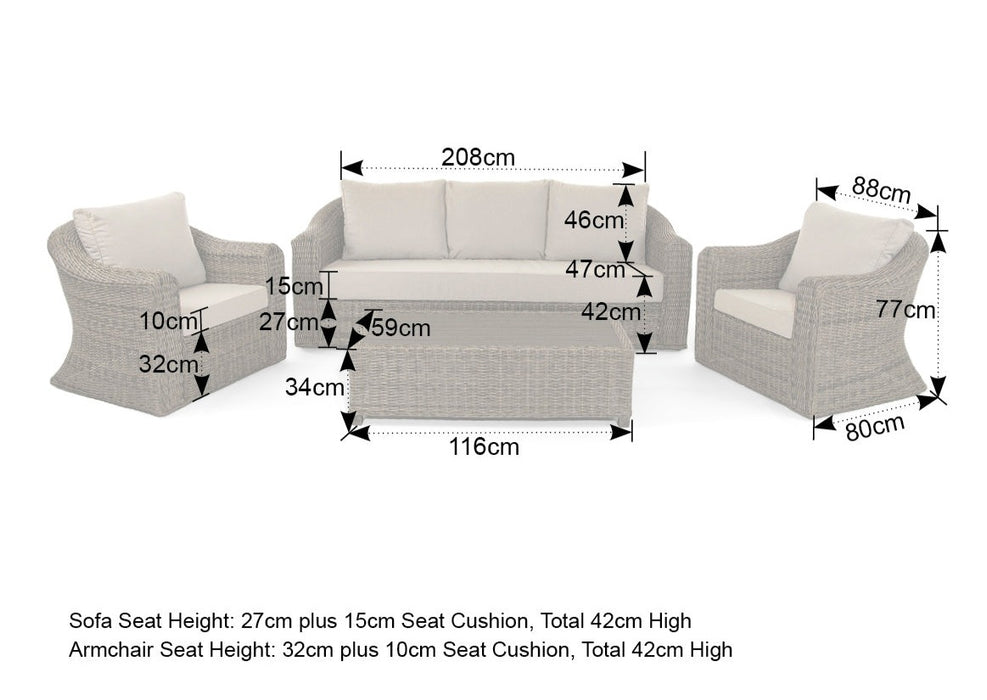 'Indigo' 5 Seater Brown Outdoor Rattan Garden Furniture Sofa Armchair Set with Coffee Table