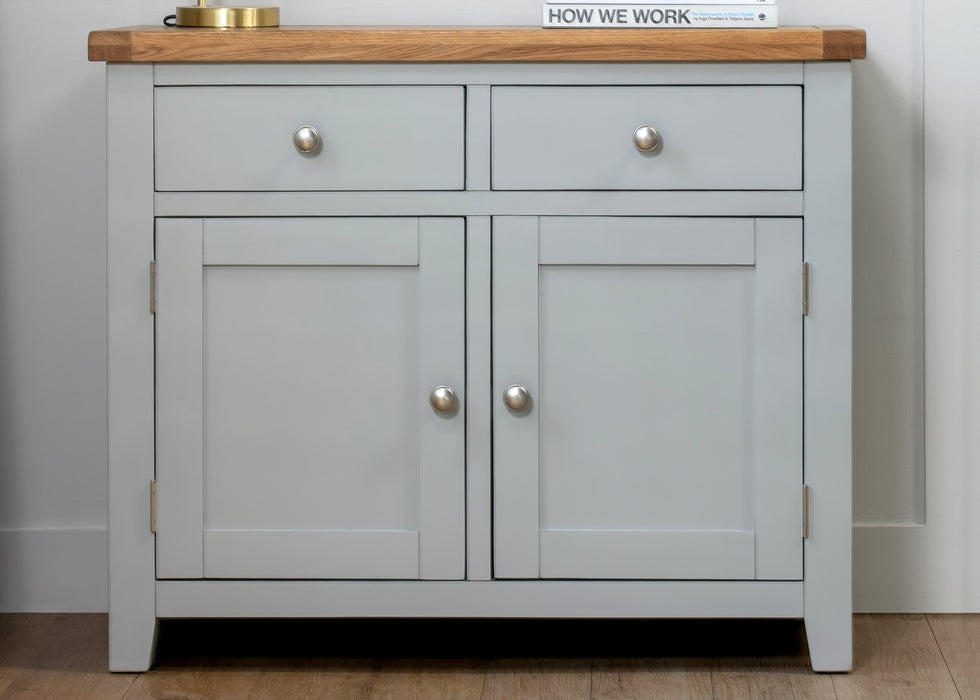 'Oakwood Living' Grey Painted Solid Oak 2 Door Medium Sideboard