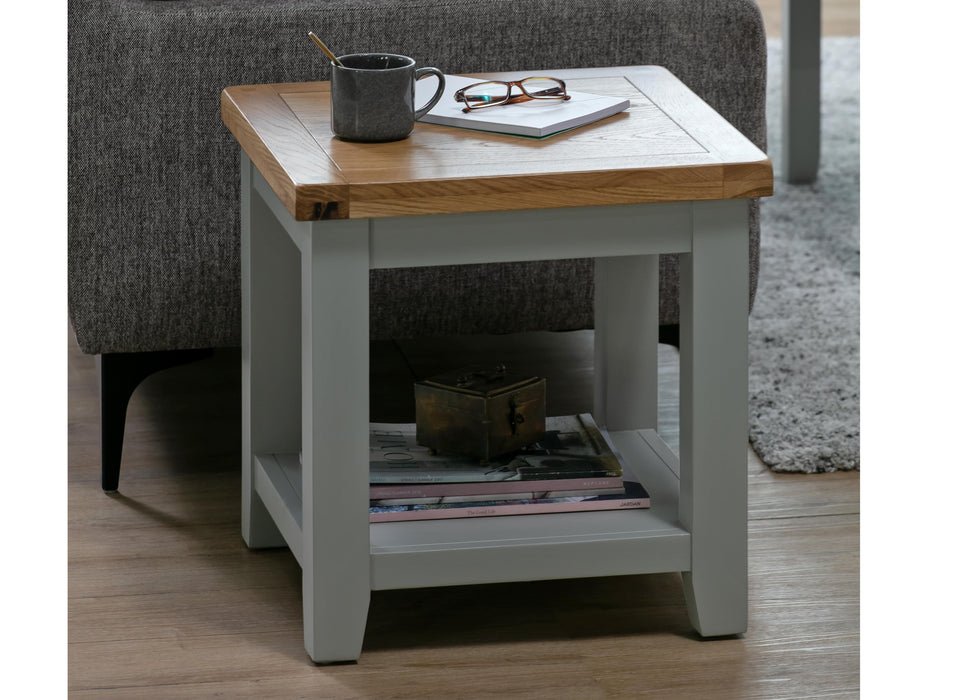 'Oakwood Living' Grey Painted Oak Lamp / Side Table