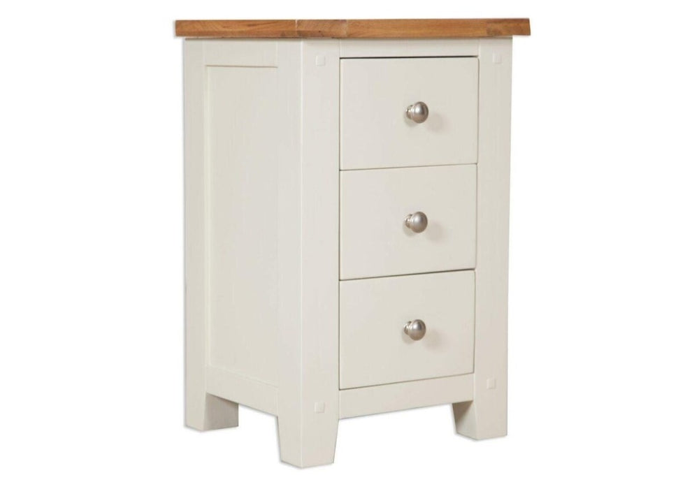 'Oakwood Living' Ivory Painted Oak 3 Drawer Bedside Cabinet