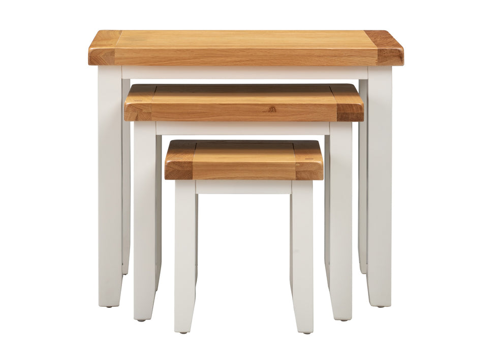 'Oakwood Living' White Painted Oak Nest Of 3 Side Tables