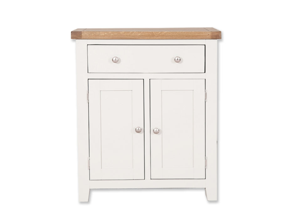 'Oakwood Living' White Painted Solid Oak Hall Cabinet / Small Sideboard
