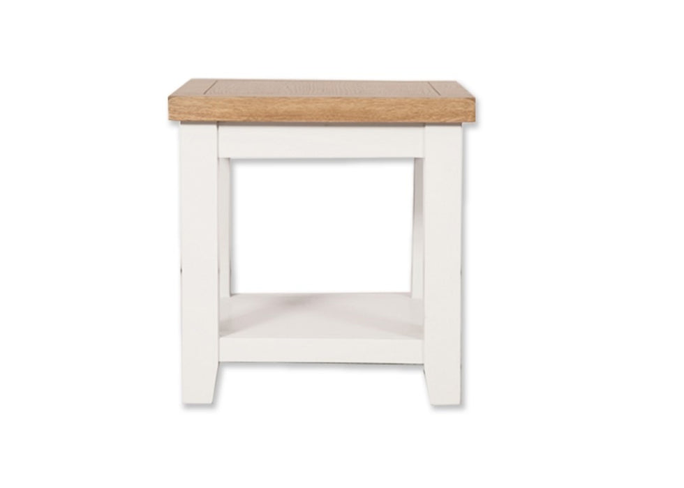 'Oakwood Living' White Painted Oak Lamp / Side Table