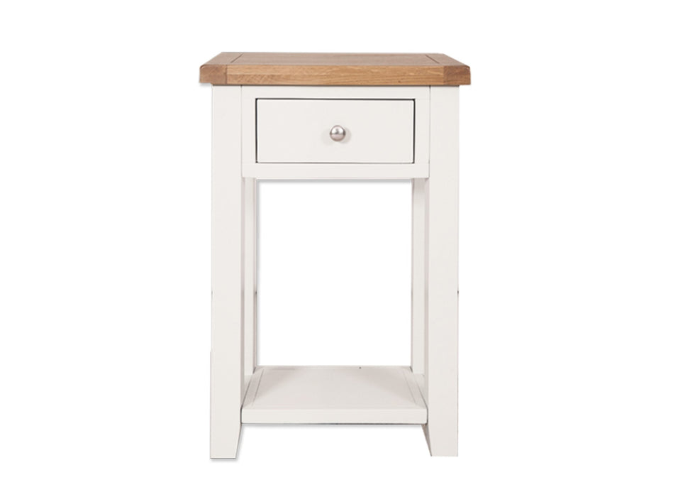 'Oakwood Living' White Painted Solid Oak 1 Draw Console Table / Hall Way Table