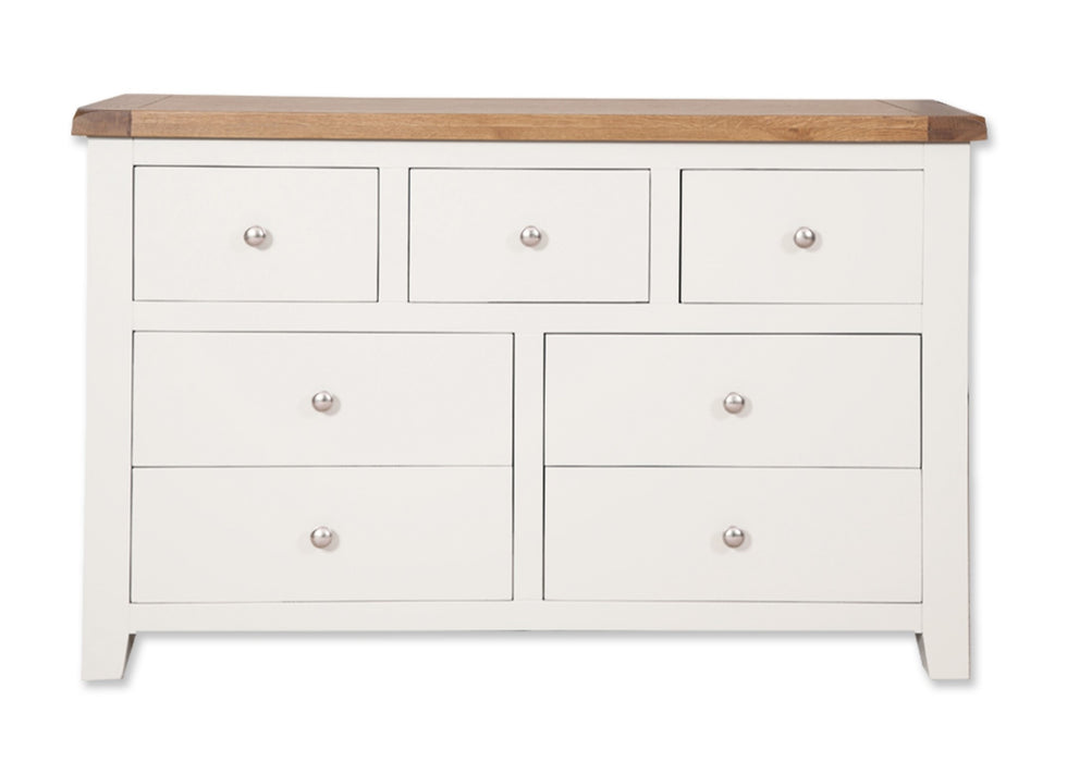 'Oakwood Living' White Painted Oak 7 Drawer Wide Chest of Drawers