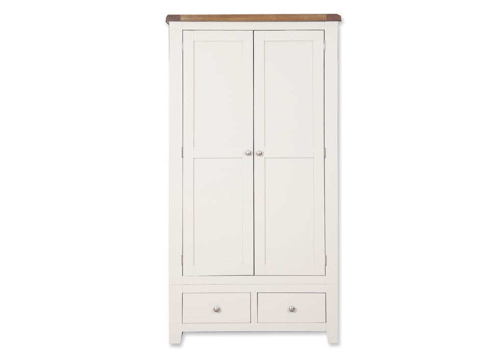 'Oakwood Living' White Painted Oak 2 Door / 2 Drawer Double Wardrobe