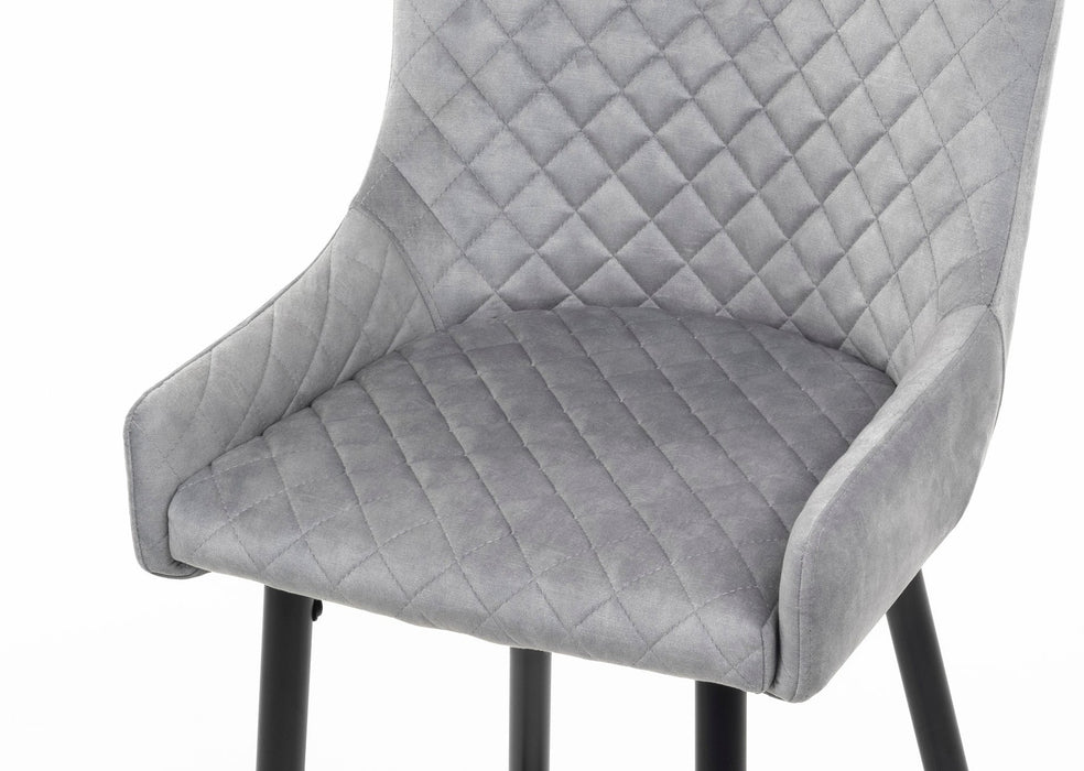 Modern Style Shoreditch Kitchen Breakfast Bar Stools Silver Grey Velvet, Black Metal Leg