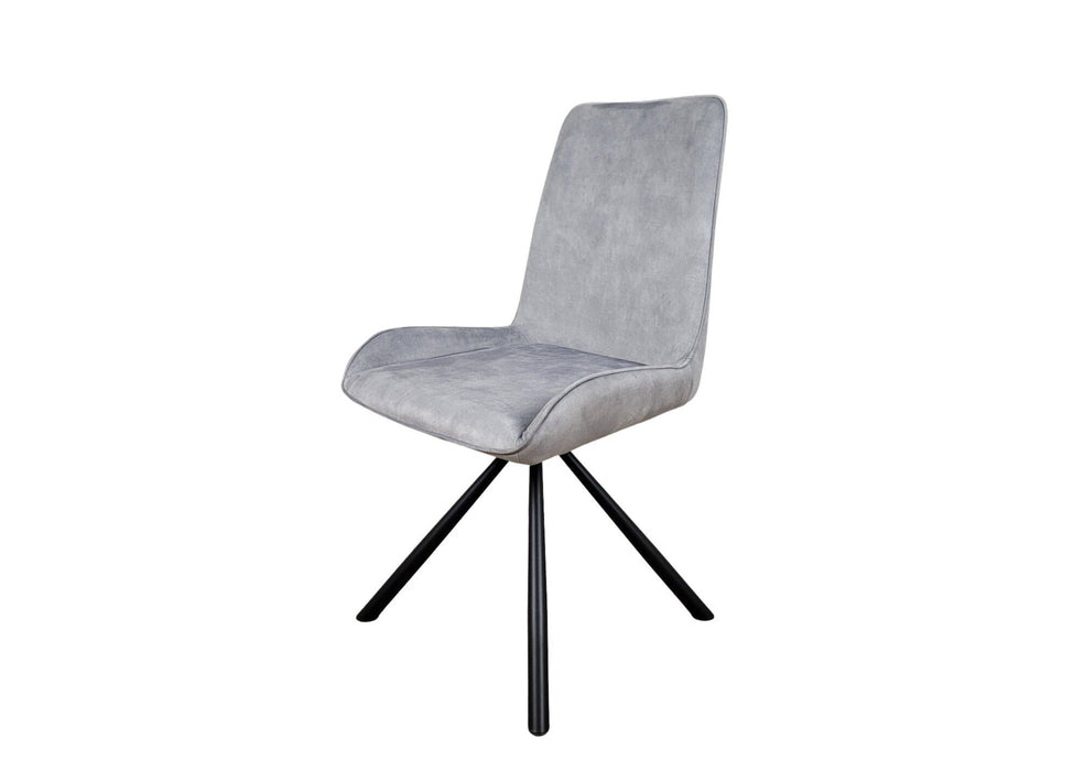 Modern Style York Light Grey Silver Velvet Dining Chairs Black Metal Leg