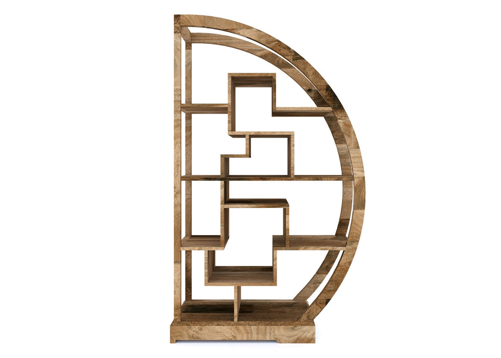 Cube Modern Solid Mango Wood Large Bookcase Display Cabinet