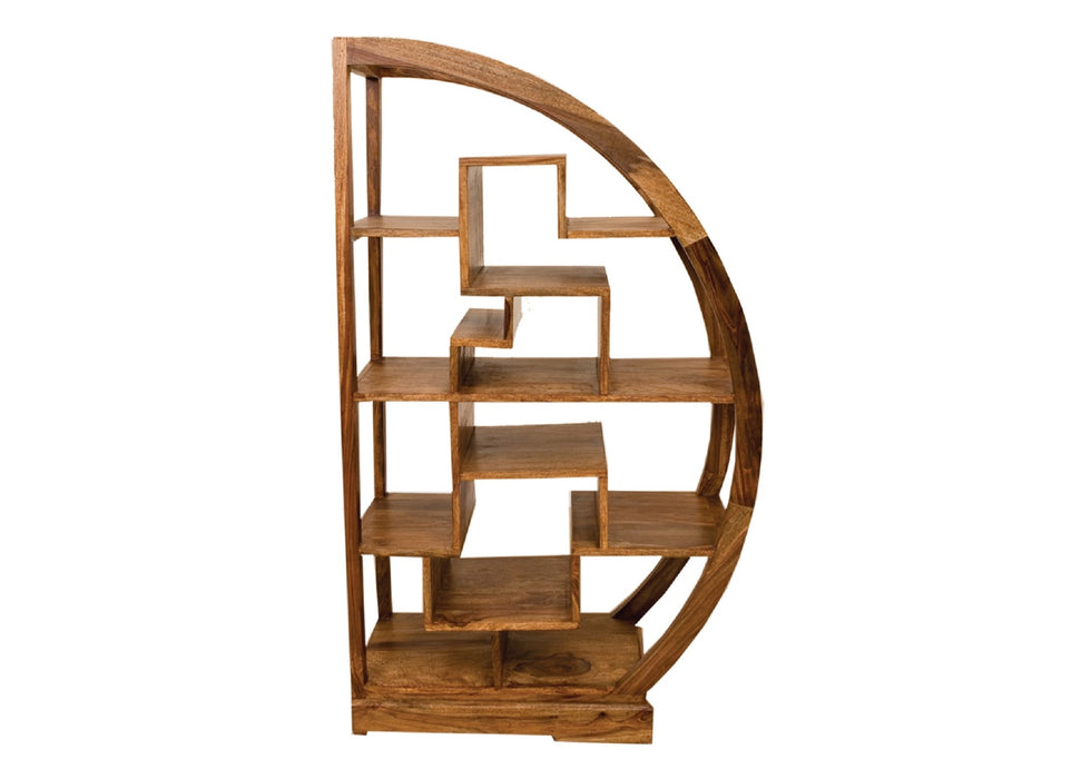 Cube Modern Solid Sheesham Wood Large Bookcase Display Cabinet