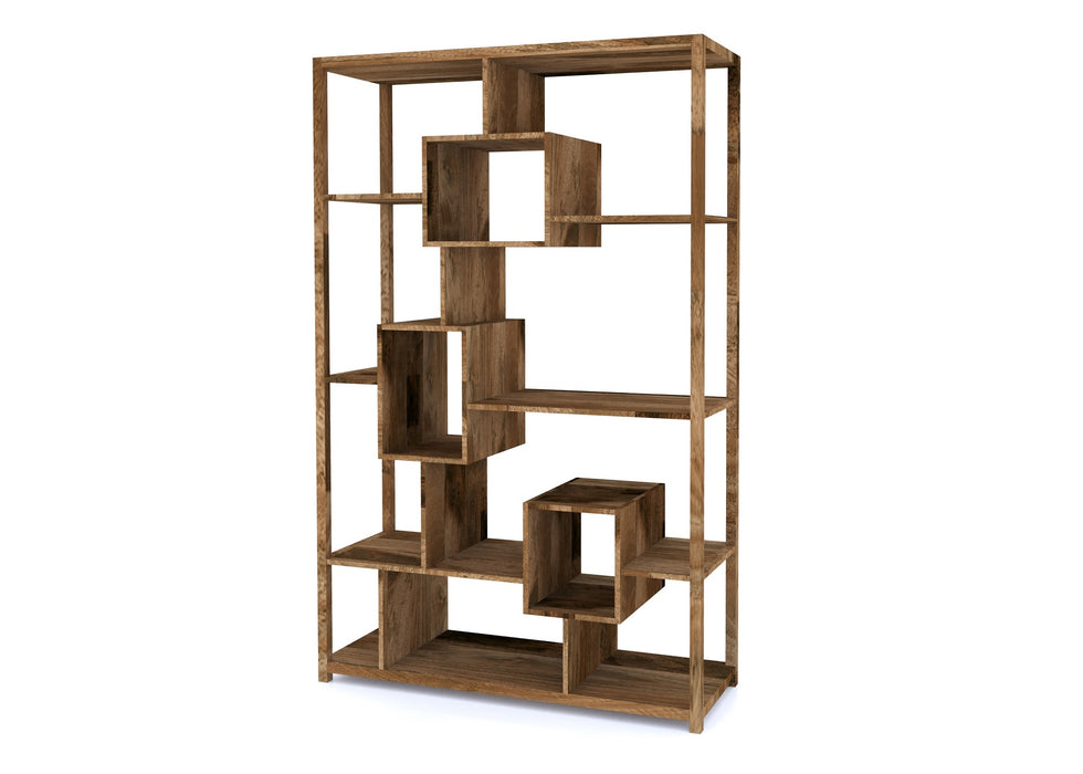 Cube Modern Solid Mango Wood Large Bookcase Storage Unit