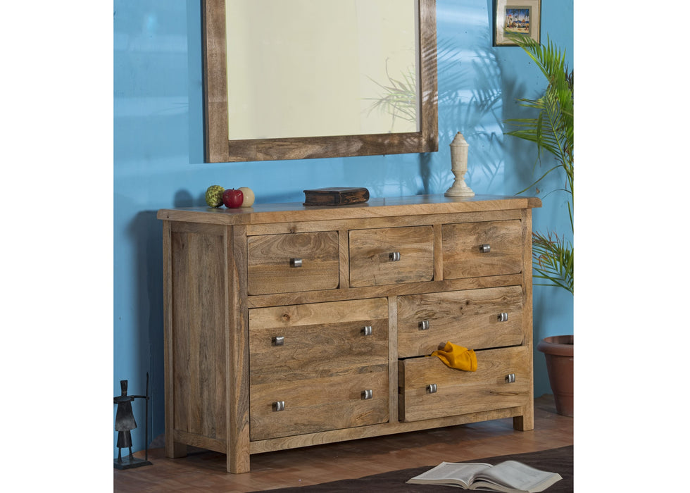 Odisha Solid Chunky Mango Wood 7 Drawer Wide Chest of Drawers