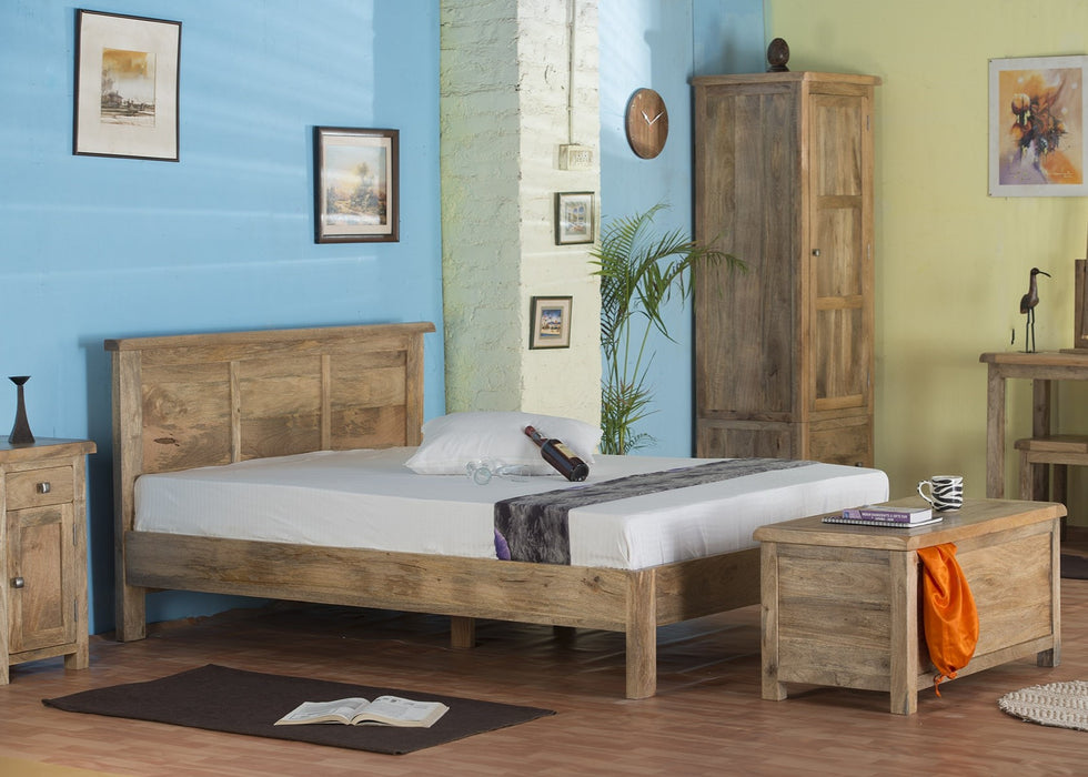 Odisha Solid Chunky Mango Wood King Size Bed Frame