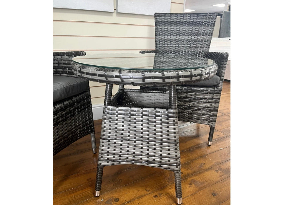 'Devon' Outdoor Grey Rattan 2 Seater Bistro Table Balcony Garden Set