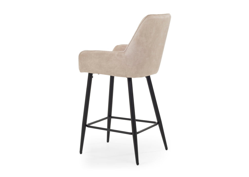 Modern Style Camden Kitchen Breakfast Bar Stools Champagne Cream Velvet, Black Metal Leg