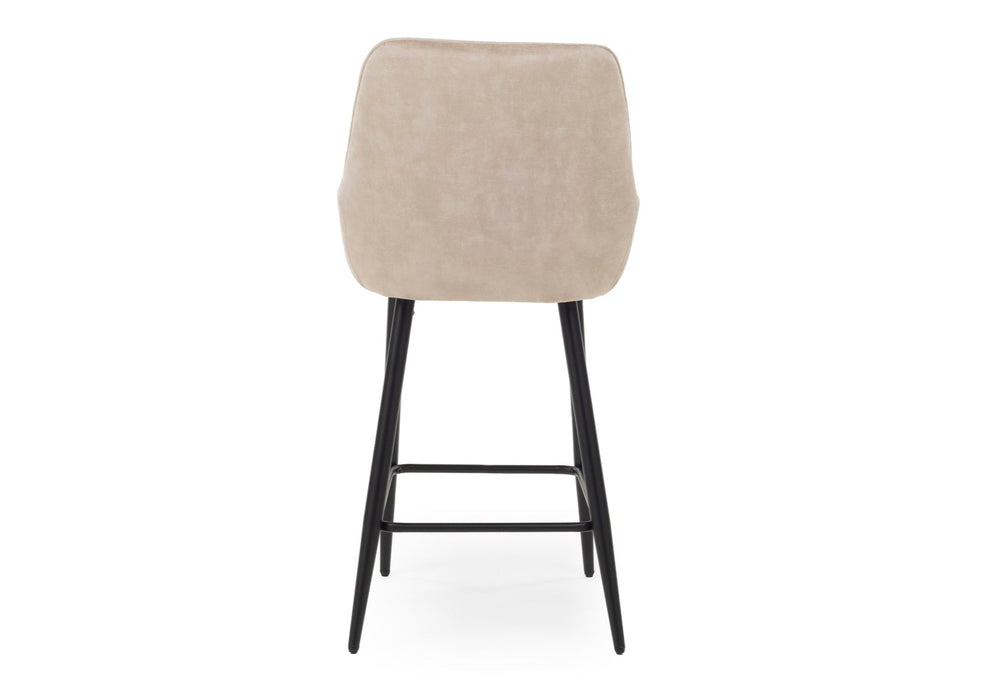 Modern Style Camden Kitchen Breakfast Bar Stools Champagne Cream Velvet, Black Metal Leg