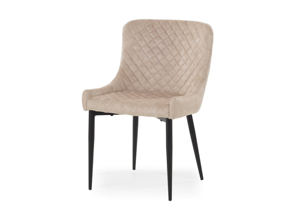 Modern Style Shoreditch Light Cream Champagne Velvet Dining Chairs, Black Metal Leg