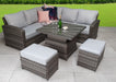 'Algarve' Square Dark Grey Rattan Corner Sofa Set With Adjustable Rising Table