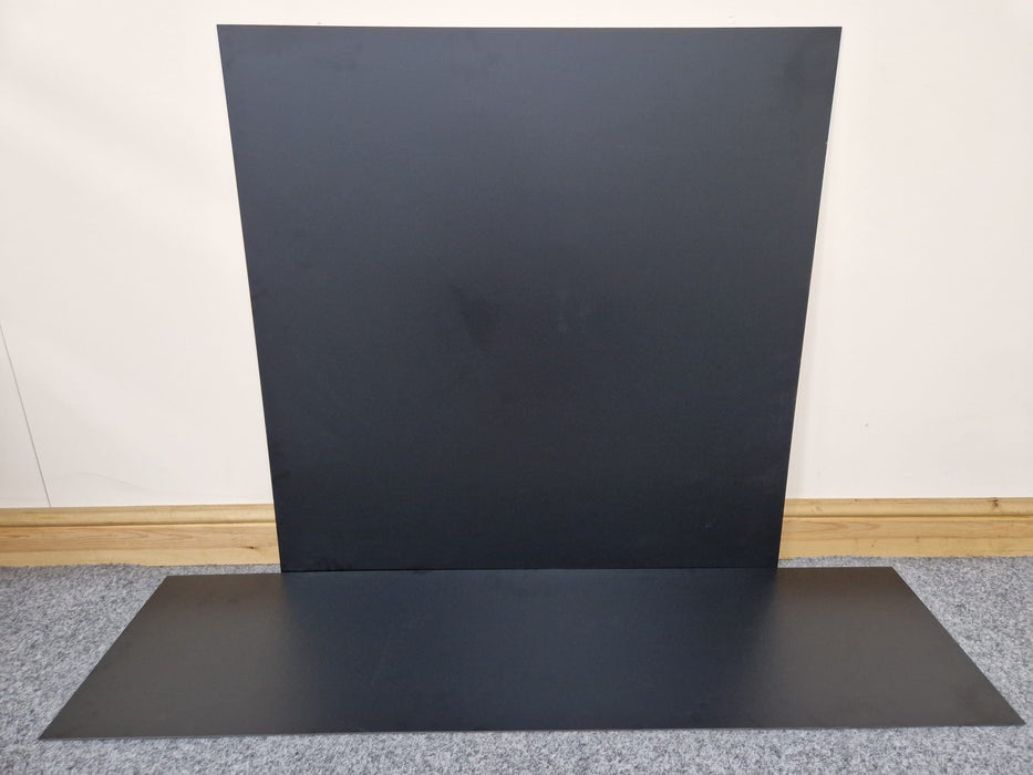 White Marble Black Effect HPL Laminate Fireplace Back Panel & Hearth