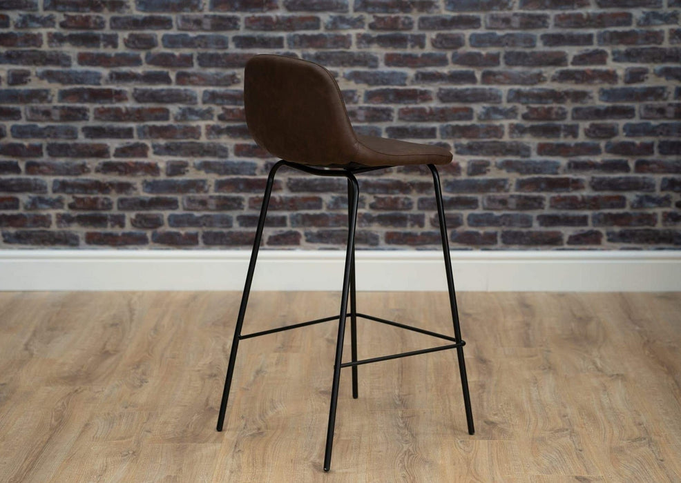 brown leather industrial barstool