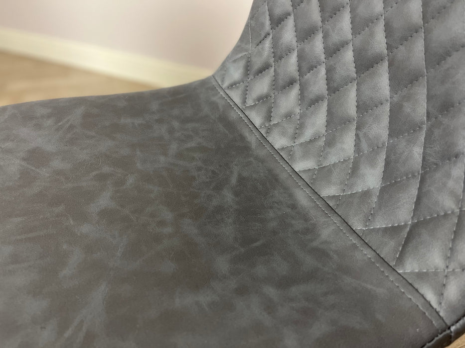 Pair of Hackney Grey PU Leather Industrial style Kitchen Breakfast Bar Stools