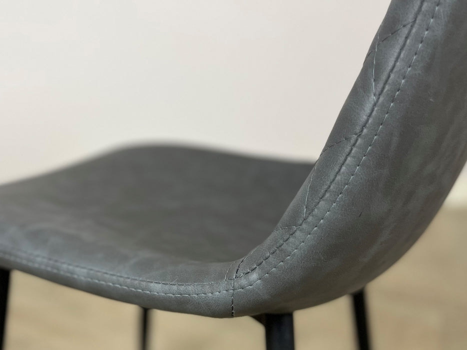 Pair of Hackney Grey PU Leather Industrial style Kitchen Breakfast Bar Stools