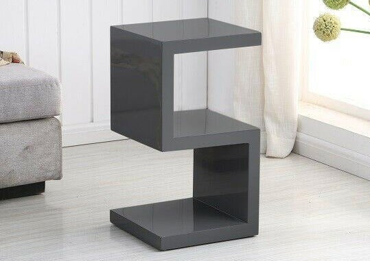 ModaNuvo Culley S Shape Side Lamp Coffee Bedside End Table Full Grey High Gloss