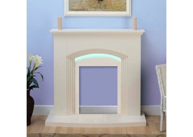 Modern Cream Inset Electric Fire Surround with LED Light - No Fire