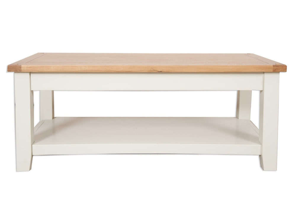 solid oak ivory natural painted coffee table tv unit side table