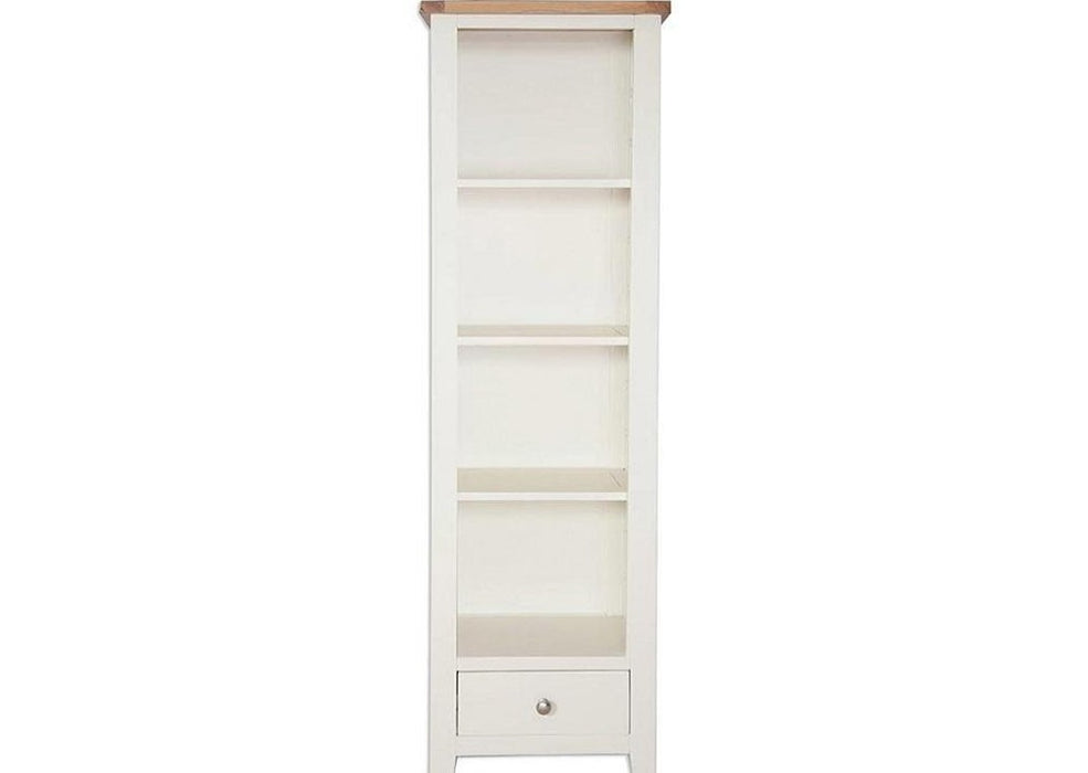 Oakwood Living Ivory Painted Oak Slim Bookcase / Display Unit