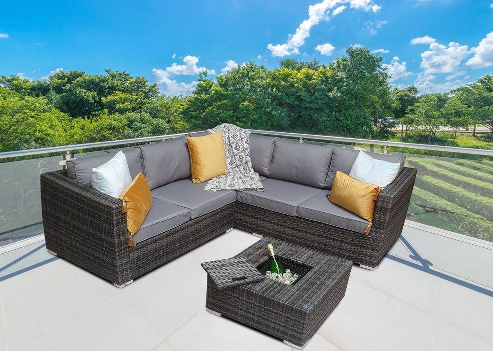 Signature Weave Georgia Grey Rattan Garden Furniture Ice Bucket Table Set GEOR0311