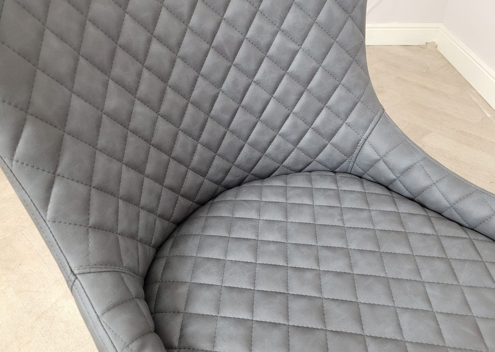 Shoreditch Grey PU Leather Industrial style Kitchen Breakfast Bar Stool, Black Metal Leg