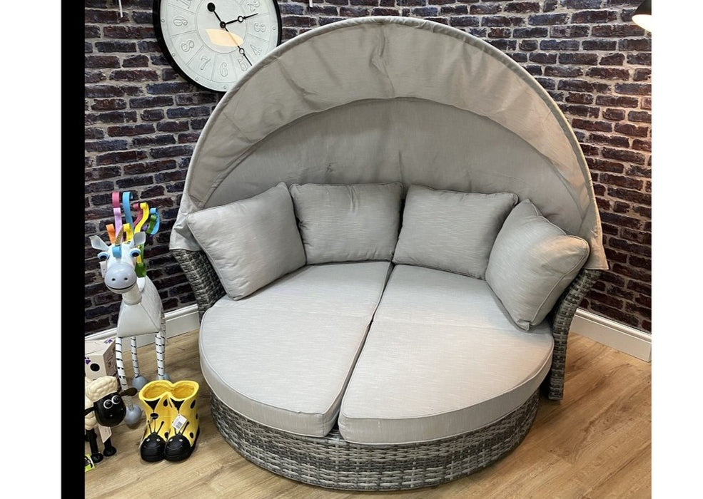 'Sorrento' Rattan Modular Daybed Sofa Lounger with Shade Canopy, Natural or grey