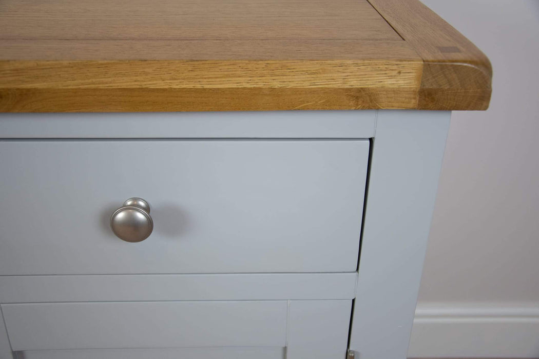 solid oak grey painted 3 door sideboard unit draw living room cabinet storage furniture