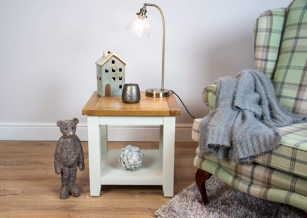 solid oak ivory cream painted living room side lamp table furniture