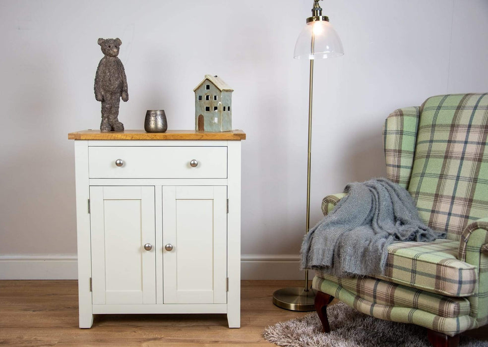 solid oak ivory cream painted living room hallway furniture cabinet sideboard storage unit 