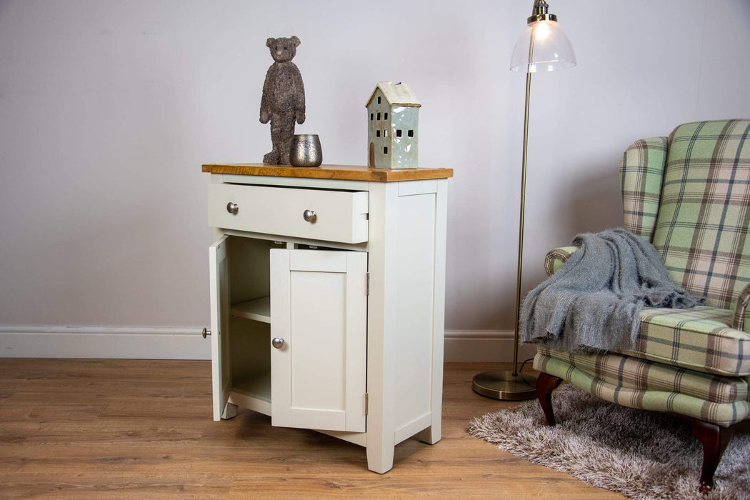 solid oak ivory cream painted living room hallway furniture cabinet sideboard storage unit