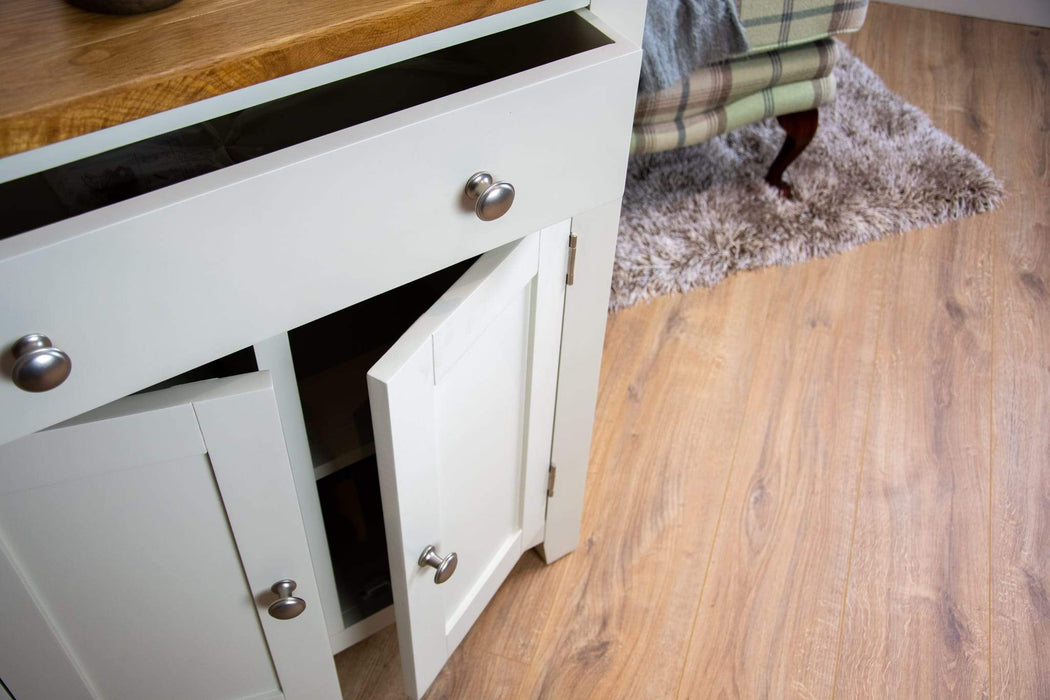 solid oak ivory cream painted living room hallway furniture cabinet sideboard storage unit